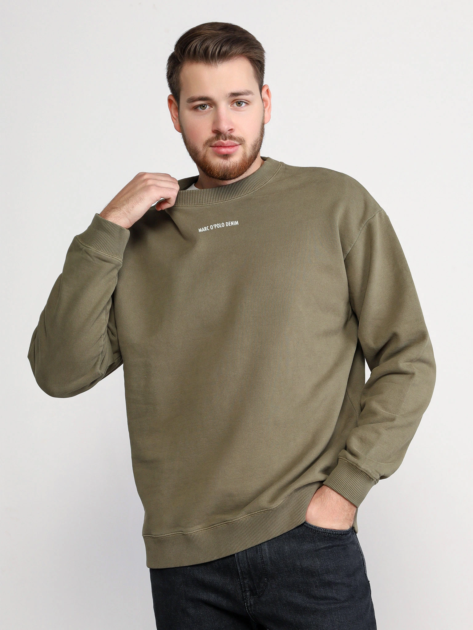 Пуловер цвета хаки из хлопка